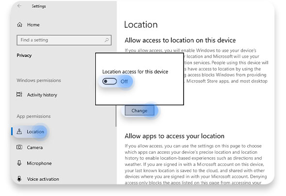 Turn location access off